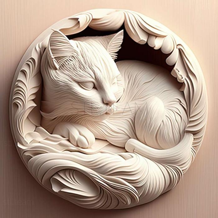 3D модель Іноземний білий кіт (STL)